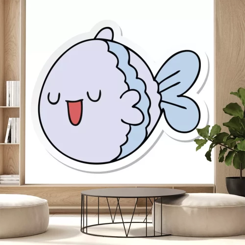 Sticker sticker of a quirky hand drawn cartoon fish