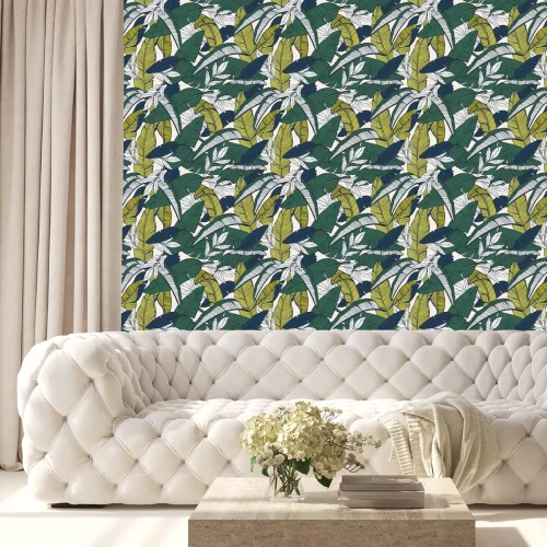 Behang Kleurrijke bananenbladeren