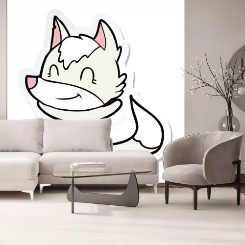 Sticker sticker of a friendly cartoon wolf