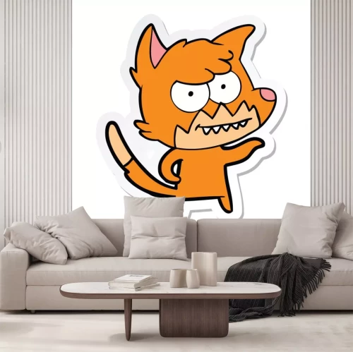 Sticker sticker of a cartoon grinning fox