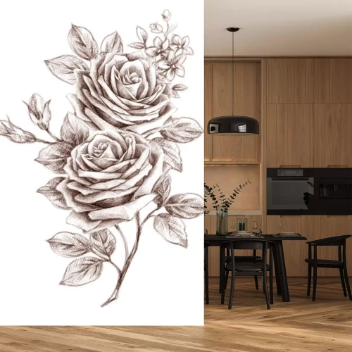 Sticker Bloemen op een artistieke schets