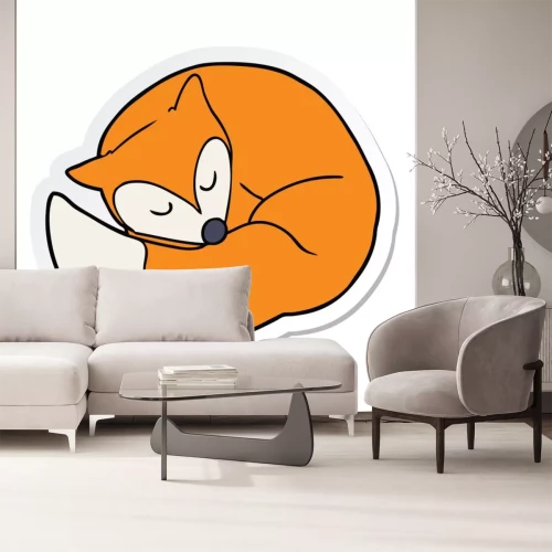 Sticker sticker of a cartoon sleeping fox