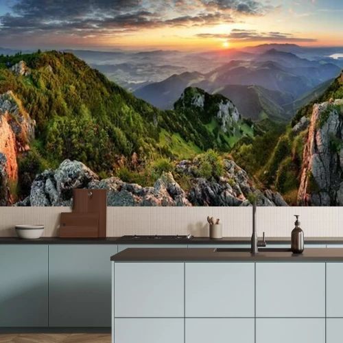 Fotobehang Zonsopgang in de Slowaakse bergen