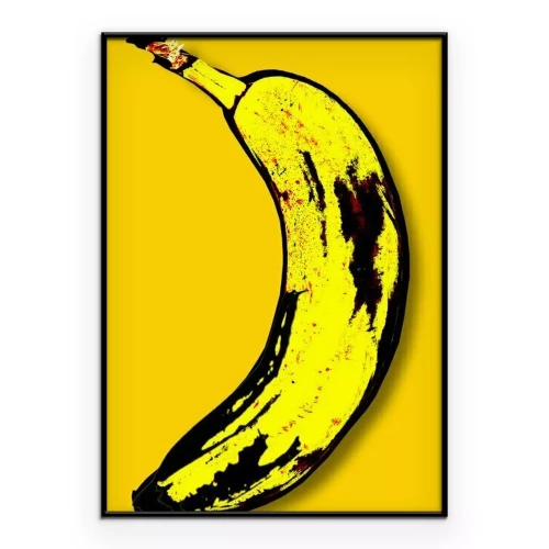 Poster Afbeelding van een banaan op een gele achtergrond