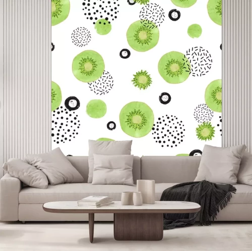 Sticker Kiwi dwarsdoorsnede en gevormde cirkels