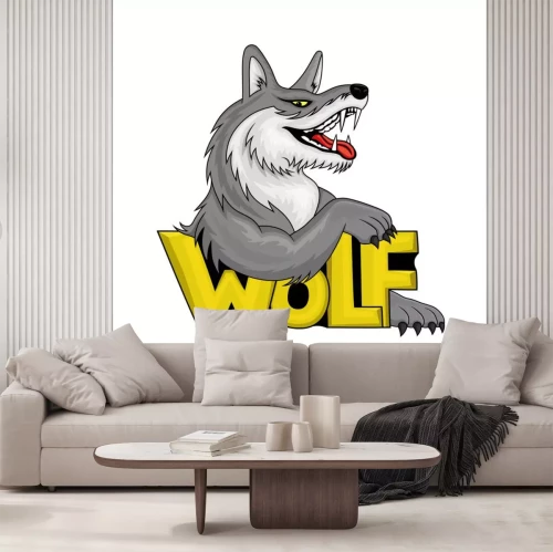 Sticker Colorful wolf sign on a white background.