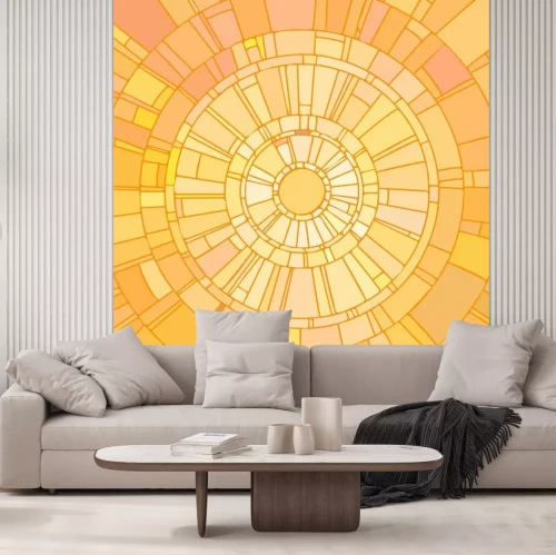 Sticker Mosaic vector illustration of yellow sunshine.