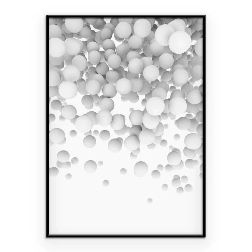 Poster Witte 3D-ballen die uit de lucht vallen.