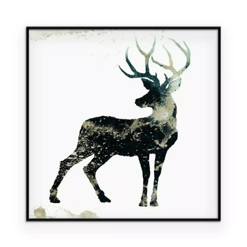 Poster Omtrek van een hert met een abstract motief