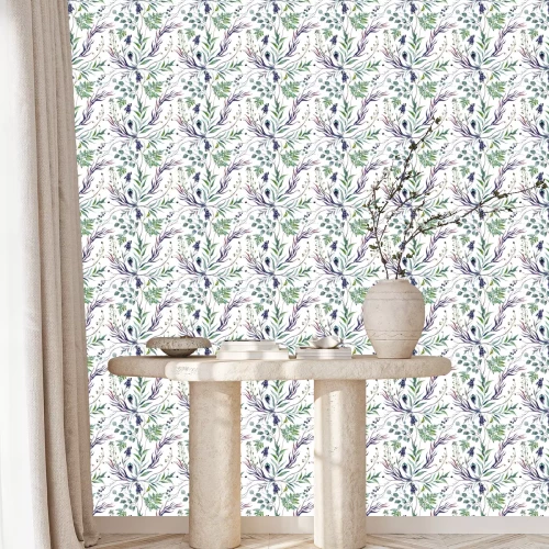 Behang Watercolor Botanical Greneery Pattern