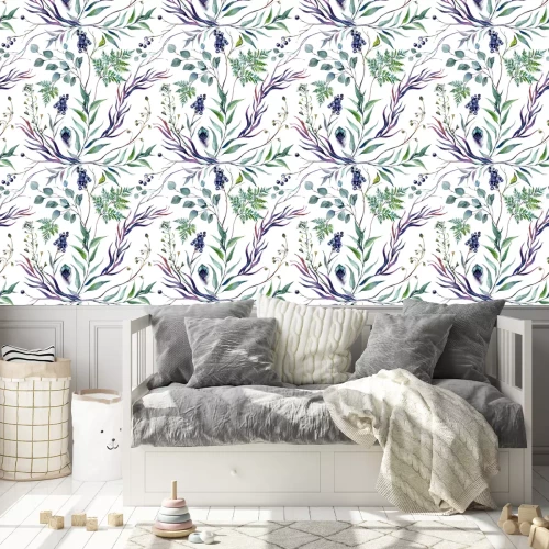 Behang Watercolor Botanical Greneery Pattern