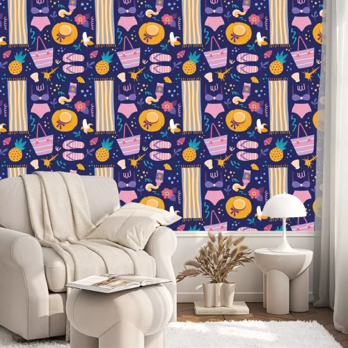 Behang Vakantiepatroon op een donkere achtergrond