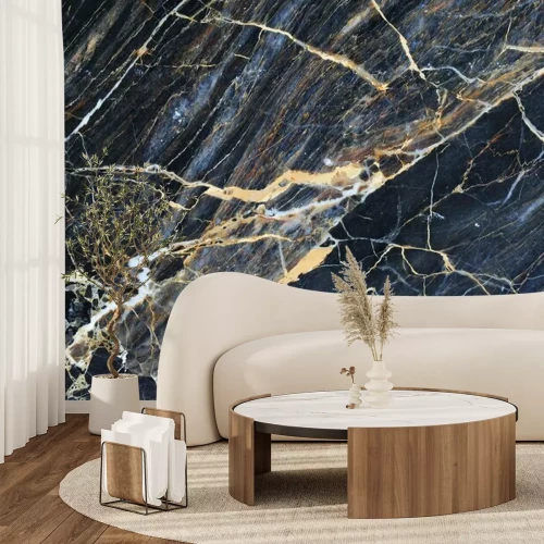 Fotobehang Hevig gebarsten donker marmer