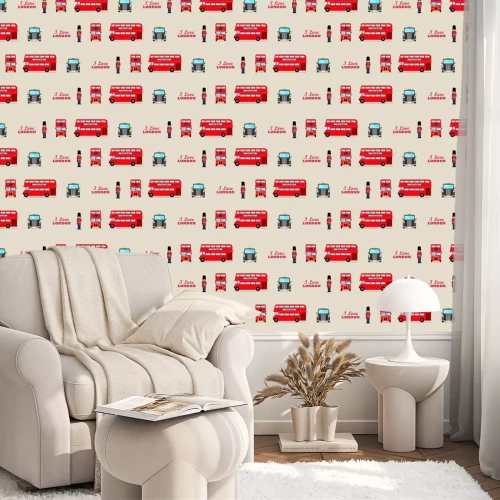 Behang London iconic symbols seamless pattern