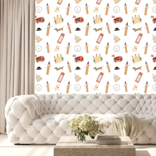 Behang Seamless pattern with London ladmarks