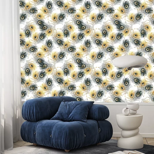 Behang Patroon met pauwenveren