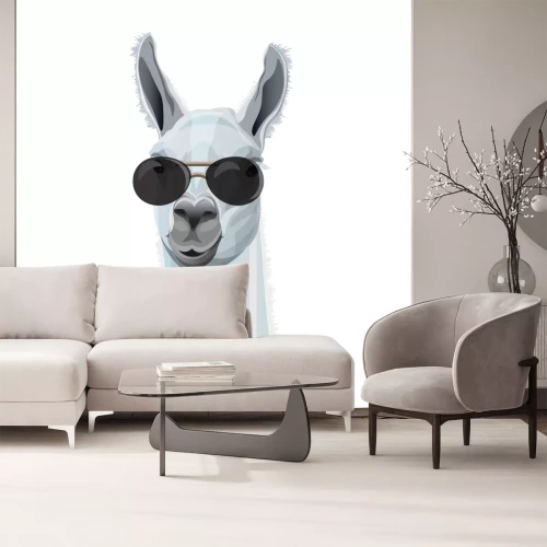 Sticker Witte lama met zwarte bril