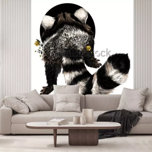 Sticker wasbeer schets vectorafbeeldingen terug kleurenfoto