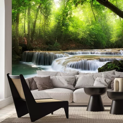 Fotobehang Waterval in de jungle