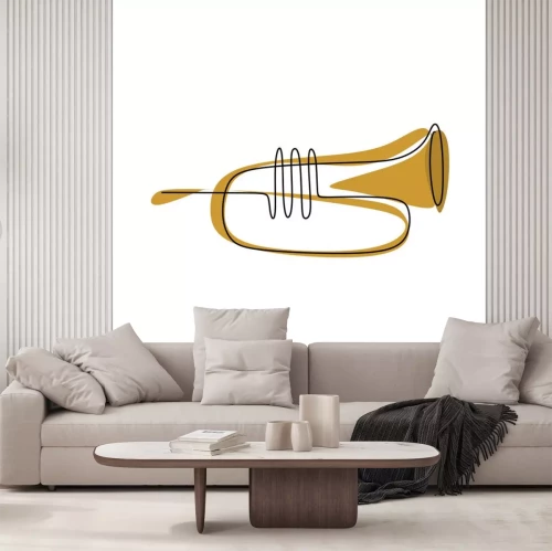 Sticker trumpet musical instrument one continuous line drawing