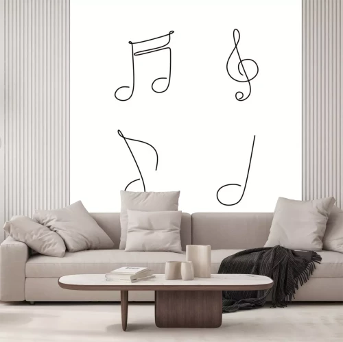 Sticker continuous line drawing of note music symbol set collection