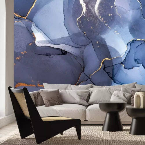 Sticker Blauwgrijs oppervlak met lichte aders