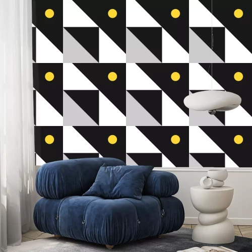 Behang Vector Geometric Background in Material Design style. Universal Simple Minimalistic Colorful Pattern based on Grid and keyline shapes. Artwork for Business Web Presentation Cover Fabric. Indigo Pink