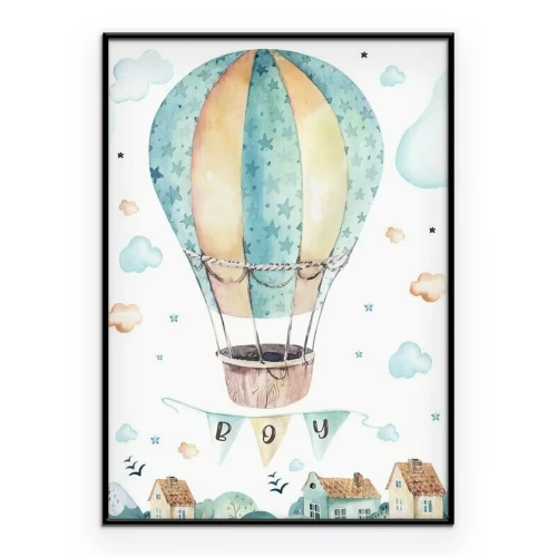 Poster Een vliegende ballon voor een jongenskamer
