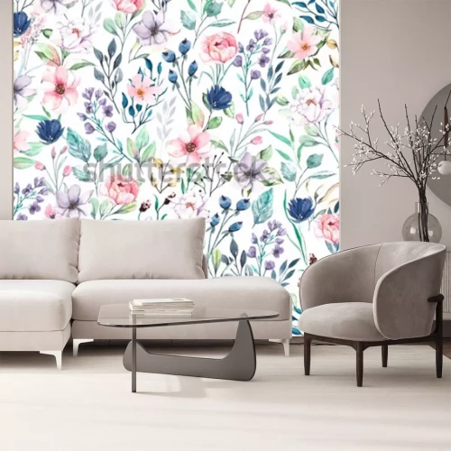 Sticker Bloemen op een romantisch patroon