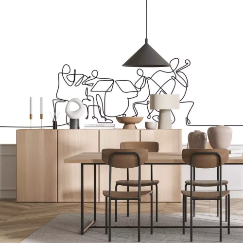 Sticker continuous line drawing of jazz classical music concert performance on the stage.