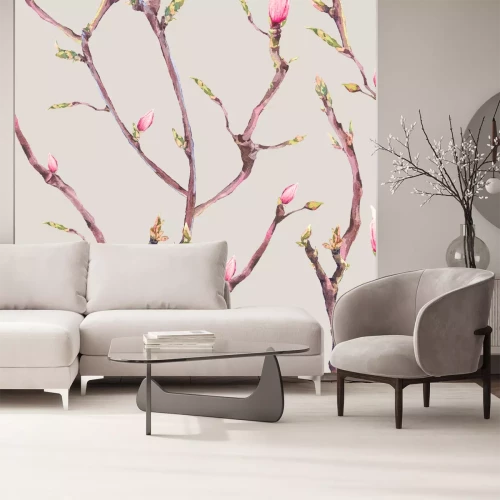 Fotobehang Natuur en magnolia takken