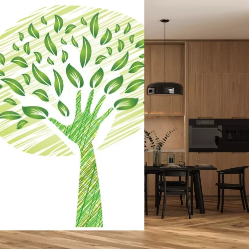 Sticker Arbre et Feuillage - Tronc en forme de Main