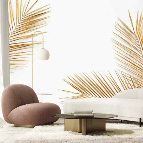 Fotobehang Gele palmbladeren