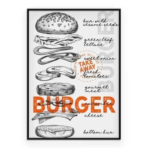 Poster Illustratie van burgeringrediënten