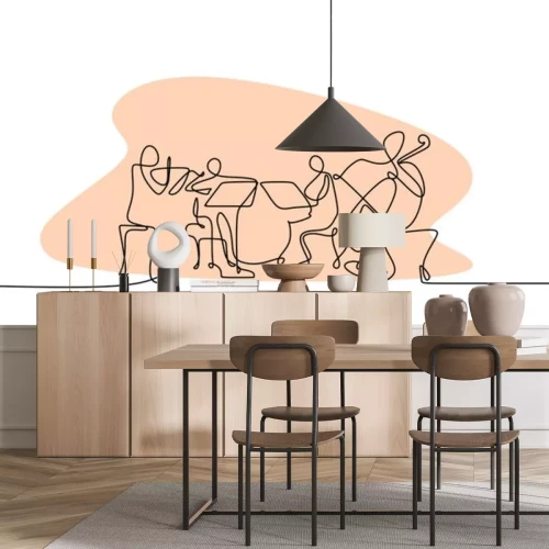 Sticker continuous line drawing of jazz classical music concert performance on the stage.