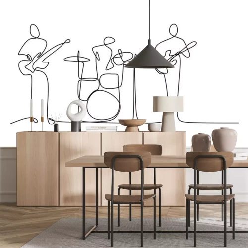 Sticker continuous line drawing of jazz classical music concert performance on the stage.