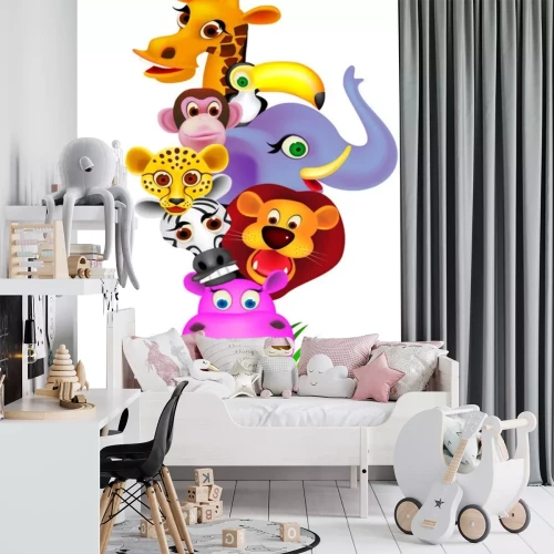 Sticker Afrikaanse dierenkoppen kunstwerk voor kinderen