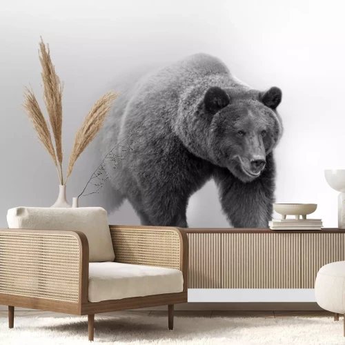 Fotobehang Wilde beer in zwart-wit