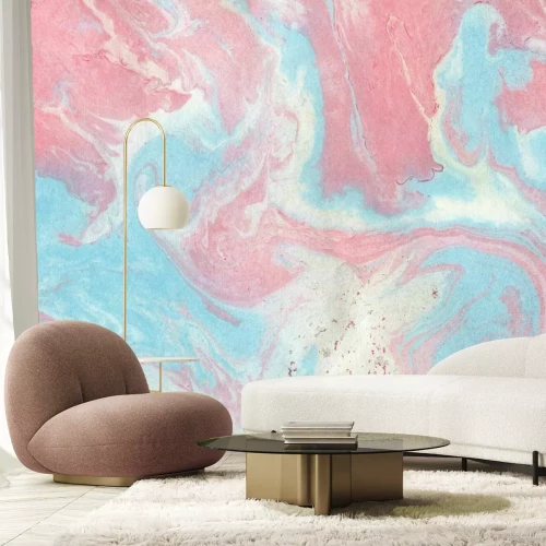 Fotobehang Marmertextuur roze en blauwe kleur