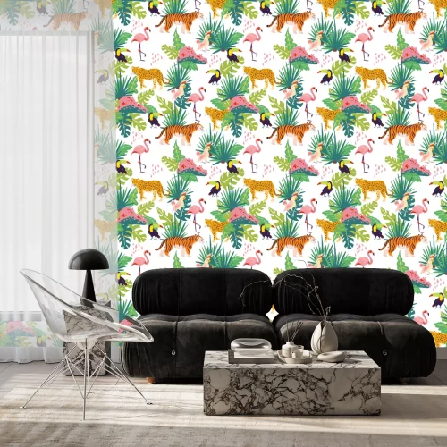 Behang Kleurrijke tropen voor kinderen