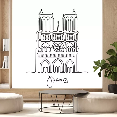 Sticker Paris, Notre Dame de Paris continuous line vector illustration 