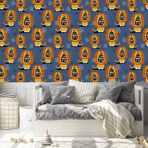Behang Het babypatroon van brullende leeuwen