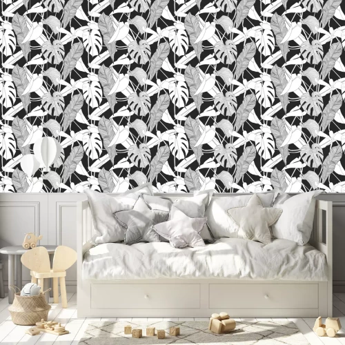 Behang Zwart-witte troppen