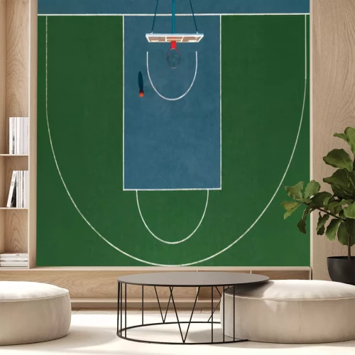 Fotobehang Groen basketbalveld