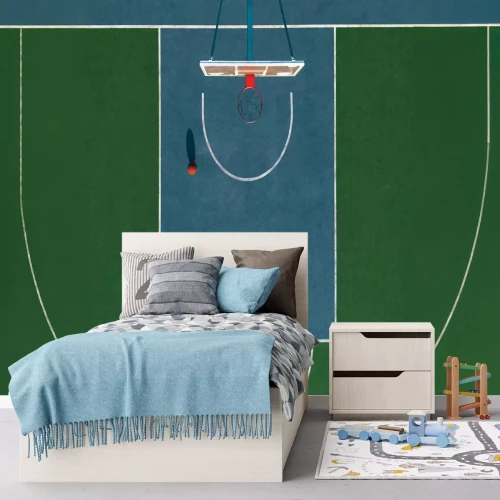 Fotobehang Groen basketbalveld