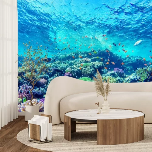 Fotobehang Turquoise water en koraalrif