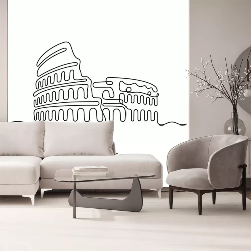 Sticker Rome, Coliseum continuous line vector illustration