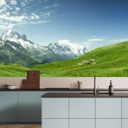Fotobehang Zomerpanorama van de Mont Blanc