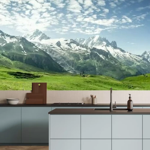 Fotobehang Panorama van de Mont Blanc