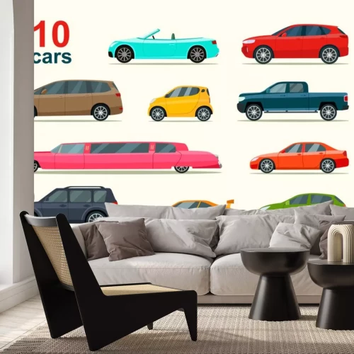 Sticker Tien auto's in verschillende vormen en kleuren